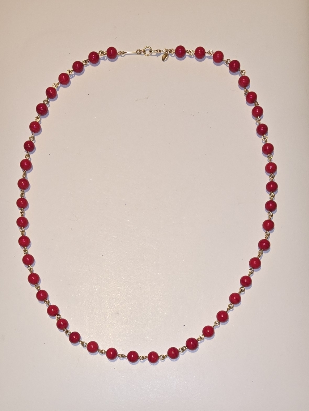 Monet Red Czech Glass Beaded Necklace with Gold Accents